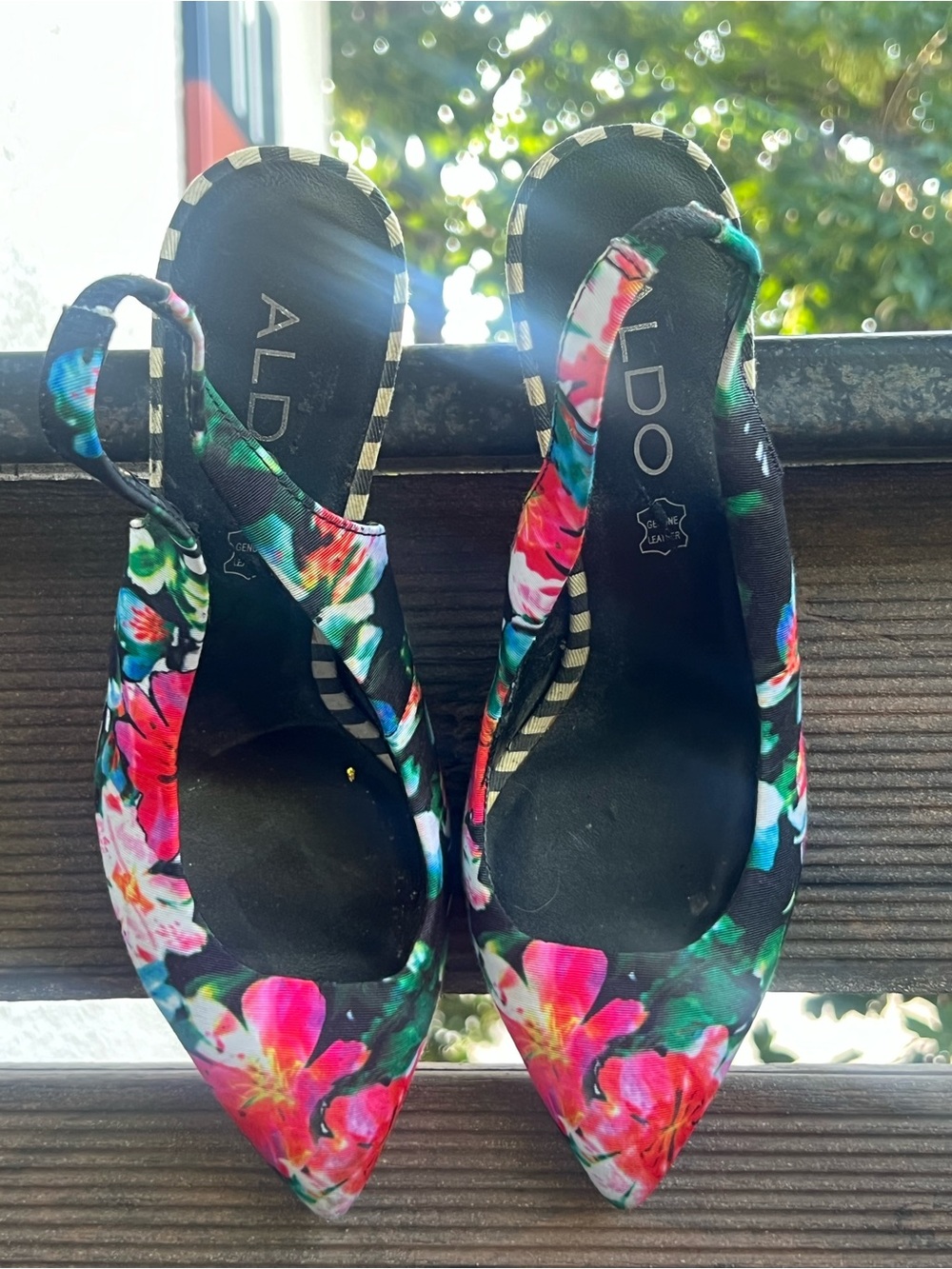 Aldo Floral Pointed-Toe Slingback Pumps in Black Multicolor